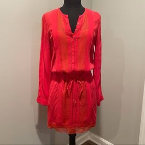 DVF New Slice Mini Shirt Coral Dress